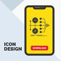 monetization. finance. money. transfer. value Glyph Icon in Mobile for Download Page. Yellow Background vector