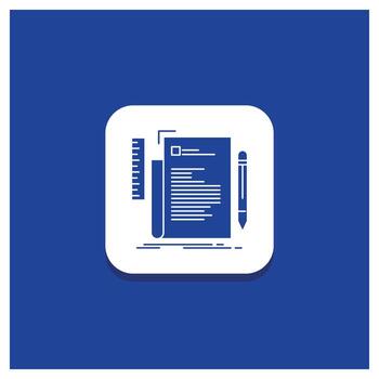 Blue Round Button for Code. coding. file. programming. script Glyph icon vector