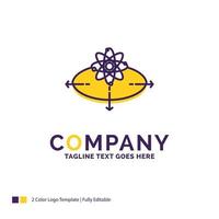 Company Name Logo Design For Business. concept. idea. innovation. light. Purple and yellow Brand Name Design with place for Tagline. Creative Logo template for Small and Large Business. vector
