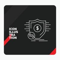 fondo de presentación creativa rojo y negro para finanzas. financiero. dinero. seguro. icono de línea de seguridad vector