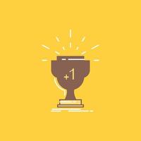 award. trophy. win. prize. first Flat Line Filled Icon. Beautiful Logo button over yellow background for UI and UX. website or mobile application vector