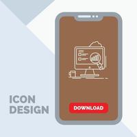 analytics. board. presentation. laptop. statistics Line Icon in Mobile for Download Page vector