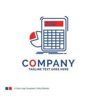 Company Name Logo Design For calculator. calculation. math. progress. graph. Blue and red Brand Name Design with place for Tagline. Abstract Creative Logo template for Small and Large Business. vector