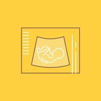 Maternity. pregnancy. sonogram. baby. ultrasound Flat Line Filled Icon. Beautiful Logo button over yellow background for UI and UX. website or mobile application vector