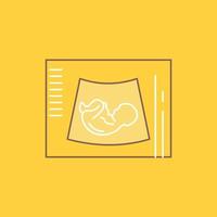 maternidad. el embarazo. sonograma bebé. icono lleno de línea plana de ultrasonido. hermoso botón de logotipo sobre fondo amarillo para ui y ux. sitio web o aplicación móvil vector