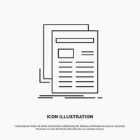 gaceta. medios de comunicación. noticias. Boletin informativo. icono de periódico. símbolo gris vectorial de línea para ui y ux. sitio web o aplicación móvil vector