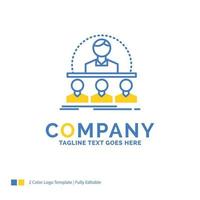 Business. coach. course. instructor. mentor Blue Yellow Business Logo template. Creative Design Template Place for Tagline. vector