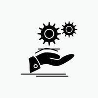 solution. hand. idea. gear. services Glyph Icon. Vector isolated illustration