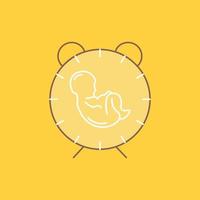 delivery. time. baby. birth. child Flat Line Filled Icon. Beautiful Logo button over yellow background for UI and UX. website or mobile application vector