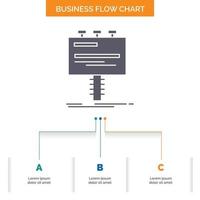 Ad. advertisement. advertising. billboard. promo Business Flow Chart Design with 3 Steps. Glyph Icon For Presentation Background Template Place for text. vector