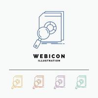 Analysis. data. financial. market. research 5 Color Line Web Icon Template isolated on white. Vector illustration