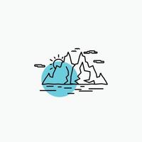 Nature. hill. landscape. mountain. water Line Icon vector