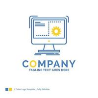 Command. computer. function. process. progress Blue Yellow Business Logo template. Creative Design Template Place for Tagline. vector