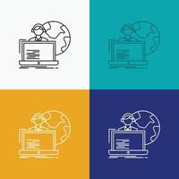 outsource. outsourcing. allocation. human. online Icon Over Various Background. Line style design. designed for web and app. Eps 10 vector illustration