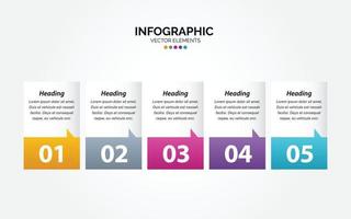 línea de tiempo 5 opciones infografía horizontal para presentaciones flujo de trabajo diagrama de proceso informe de diagrama de flujo vector