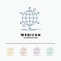 business. international. net. network. web 5 Color Line Web Icon Template isolated on white. Vector illustration