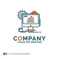 Analytics. chart. seo. web. Setting Logo Design. Blue and Orange Brand Name Design. Place for Tagline. Business Logo template. vector