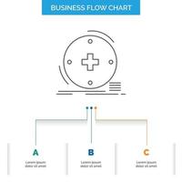 Clinical. digital. health. healthcare. telemedicine Business Flow Chart Design with 3 Steps. Line Icon For Presentation Background Template Place for text vector