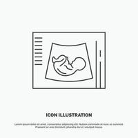 Maternity. pregnancy. sonogram. baby. ultrasound Icon. Line vector gray symbol for UI and UX. website or mobile application