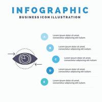 negocio. ojo. marketing. visión. planifique la plantilla de infografías para el sitio web y la presentación. icono de glifo gris con ilustración de vector de estilo infográfico azul.