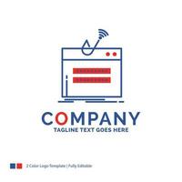 Company Name Logo Design For fraud. internet. login. password. theft. Blue and red Brand Name Design with place for Tagline. Abstract Creative Logo template for Small and Large Business. vector