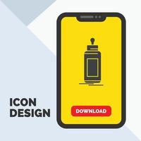 feeder. bottle. child. baby. milk Glyph Icon in Mobile for Download Page. Yellow Background vector