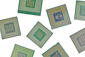 Bunch of CPU, central processor units, isolated background photo