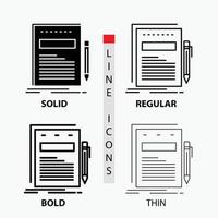 Business. document. file. paper. presentation Icon in Thin. Regular. Bold Line and Glyph Style. Vector illustration