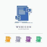 data. document. file. media. website 5 Color Glyph Web Icon Template isolated on white. Vector illustration