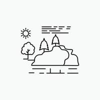 hill. landscape. nature. mountain. rain Line Icon. Vector isolated illustration