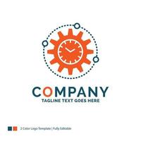 Efficiency. management. processing. productivity. project Logo Design. Blue and Orange Brand Name Design. Place for Tagline. Business Logo template. vector