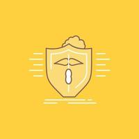 seguro. salud. médico. proteccion. icono lleno de línea plana segura. hermoso botón de logotipo sobre fondo amarillo para ui y ux. sitio web o aplicación móvil vector