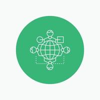 Function. instruction. logic. operation. meeting White Line Icon in Circle background. vector icon illustration