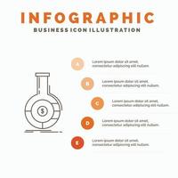 análisis. analítica. bancario. negocio. plantilla de infografía financiera para sitio web y presentación. icono de línea gris con ilustración de vector de estilo infográfico naranja