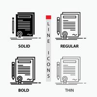 Business. certificate. contract. degree. document Icon in Thin. Regular. Bold Line and Glyph Style. Vector illustration