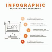 digital. factory. manufacturing. production. product Infographics Template for Website and Presentation. Line Gray icon with Orange infographic style vector illustration