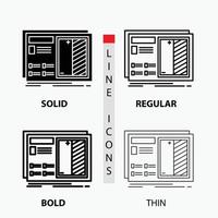 Blueprint. design. drawing. plan. prototype Icon in Thin. Regular. Bold Line and Glyph Style. Vector illustration