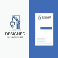 Business Logo for Automation. factory. hand. mechanism. package. Vertical Blue Business .Visiting Card template. vector