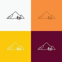 mountain. landscape. hill. nature. tree Icon Over Various Background. Line style design. designed for web and app. Eps 10 vector illustration