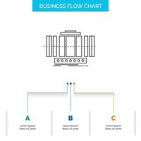 Turbine. Vertical. axis. wind. technology Business Flow Chart Design with 3 Steps. Line Icon For Presentation Background Template Place for text vector