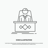 juego. jefe. leyenda. Maestro. icono del director ejecutivo. símbolo gris vectorial de línea para ui y ux. sitio web o aplicación móvil vector