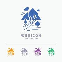 rocks. tree. hill. mountain. nature 5 Color Glyph Web Icon Template isolated on white. Vector illustration