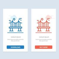 Across Bridge Metal River Road  Blue and Red Download and Buy Now web Widget Card Template vector