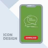 burbuja. charlar. comunicación. discurso. icono de línea de conversación en el móvil para la página de descarga vector