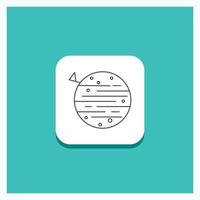 Round Button for moon. planet. space. squarico. earth Line icon Turquoise Background vector