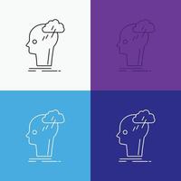 Brainstorm. creative. head. idea. thinking Icon Over Various Background. Line style design. designed for web and app. Eps 10 vector illustration