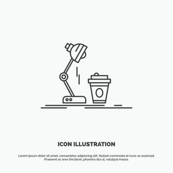 studio. design. coffee. lamp. flash Icon. Line vector gray symbol for UI and UX. website or mobile application