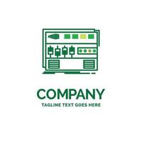 Audio. mastering. module. rackmount. sound Flat Business Logo template. Creative Green Brand Name Design. vector