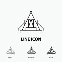 tent. camping. camp. campsite. outdoor Icon in Thin. Regular and Bold Line Style. Vector illustration