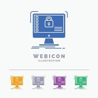 secure. protection. safe. system. data 5 Color Glyph Web Icon Template isolated on white. Vector illustration